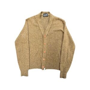 Bernette Cardigan Sweater Mens M Tan Excellent Vintage 70s 80s Made in USA Knit